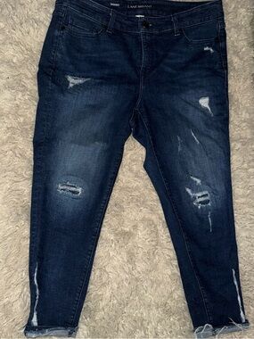 Lane Bryant Dark Indigo Distressed Ankle Jeans